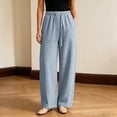 thumbnail image 6 of LIaqionyy Women Pants Elastic Waist Casual Wide Leg Lightweight Sweatpants Trousers Fashion Outfits with Pockets, 6 of 8