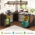 thumbnail image 4 of Farmhouse L Shaped Computer Desk with File Cabinet & 3 Drawers,  69" Large Executive Desk with Charging Station, Rustic Corner Desk with Storage File Drawer for Home Office Workstation, Rustic Brown, 4 of 9