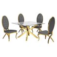 thumbnail image 1 of Square 47" x 47" Clear Glass 5pc Dining Set with Gold Stainless Steel, 1 of 4
