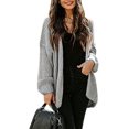 thumbnail image 3 of Women's Chunky Sweater Cardigan Lantern Sleeve Open Front Oversized with Pocket Winter, 3 of 5