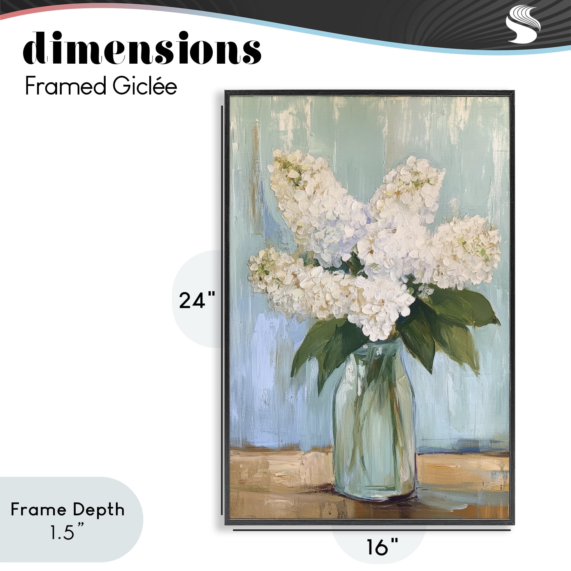 Stupell Industries Tall Flowers in Glass Vase Black Framed Giclee Art, design by Petal Prints Design