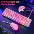 thumbnail image 3 of Gaming Keyboard and Mouse Combo, Pink Keyboard with Mechanical Feel Anti-ghosting Keyboard with Wired Mouse 6400 DPI for Laptop PC Gamer (Pink), 3 of 8