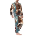 thumbnail image 2 of Sikiie Floating Cat And Donuts Mens Pajama Set, Soft Warm Long Sleeve Sleepwear, Cozy Button-Down Pjs for Men-X-Large, 2 of 7