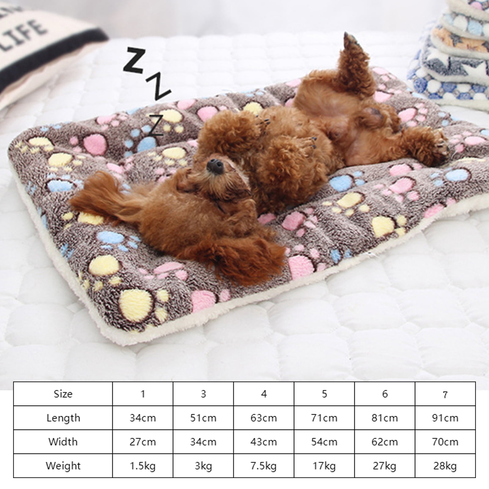 UDIYO Pet Dog Cat Star Paws Bed Mat Soft Fleece Blanket Warm Sleeping Cushion Mattress