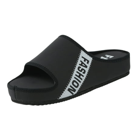 

Platform Slippers For Women Ladies Breathable Comfort Casual Wedges Shoes Sandals Sports Letter Pattern Open Toe Slippers Pu Black casual shoes for Women
