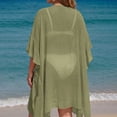 thumbnail image 7 of TEAJOPSUU Women's Kimono Beach Cover up for Summer Loose Bathing Suits Cardigans Casual Flowy Ruffled Swimsuit Cover-Ups Solid Color Olive Green, 7 of 7