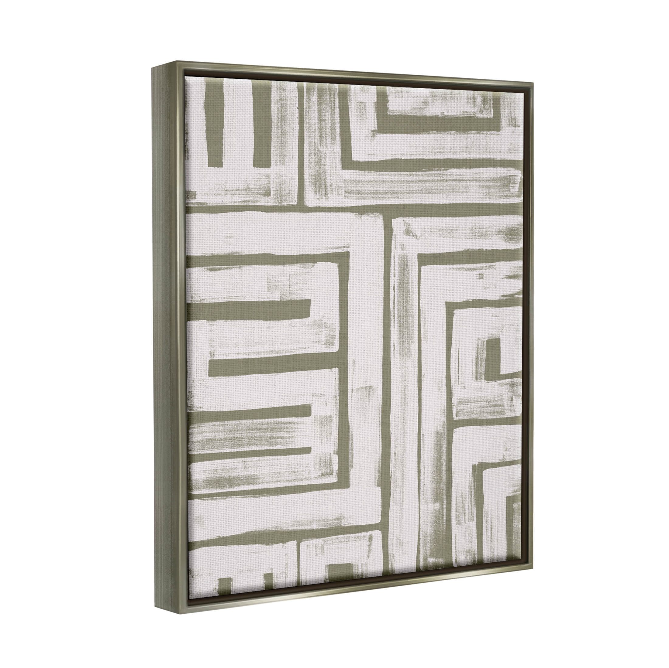 Stupell Industries Contemporary Lines Pattern Composition Graphic Art Luster Gray Floating Framed Canvas Print Wall Art, Design by June Erica Vess