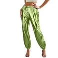 thumbnail image 2 of RongHuan Women's Shiny Pants Loose Elastic High Waisted Hip Hop Pant Evening Party Clubwear Trousers, 2 of 6