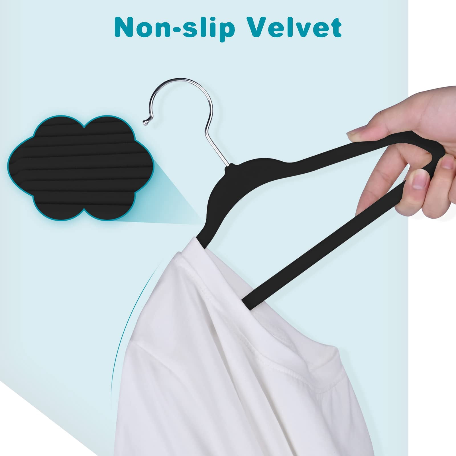 50 Pack Hangers 14 Inches Children's Clothes Non-slip For Infant/toddler (black)