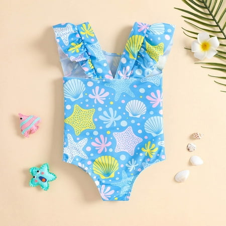 

Gubotare Summer Toddler Girls Ruffles Cartoon Prints 1 Piece Swimwear Beach Onesie Swimsuit Bikini 4t Swimsuit Girls Blue 6-12 Months