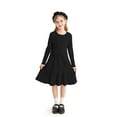 thumbnail image 2 of Actgleam Girls Long Sleeve Dress A line Bow Tie School Party Dress,Black,5-6Years, 2 of 9