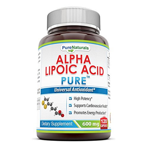 Pure Naturals Alpha Lipoic Acid 600 Mg Per Serving 120 Capsules Supplement | Non-GMO | Gluten Free | Made in USA