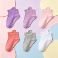 thumbnail image 3 of Kids Non-Slip Socks 6 Pairs for Girls - Ankle Gripper Socks, Breathable Cotton Multicolor,Size 1 T, 3 of 3