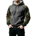 thumbnail image 5 of Men’s Pullover Hoodie with Camouflage Print Sleeves Adjustable Drawstring Hood and Front Kangaroo Pocket Casual Style Dark Gray 2XL, 5 of 5
