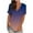 Dark Blue, variant on Pincandy Women's V Neck Gradient T Shirts Casual Rolled Short Sleeve Side Split Summer Tops Loose Fit,White,M