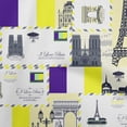 thumbnail image 1 of oneOone Cotton Poplin Twill Dark Purple Fabric Paris Postcard Sewing Material Print Fabric By The Yard 56 Inch Wide, 1 of 6