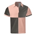 thumbnail image 4 of CAIVO Polo Shirts For Men Color Blocked Casual Loose Comfortable Trendy Patchwork Business Lapel Button Short Sleeve Shirt Classic Fit Golf Tops For Vacation , XXL, 4 of 5