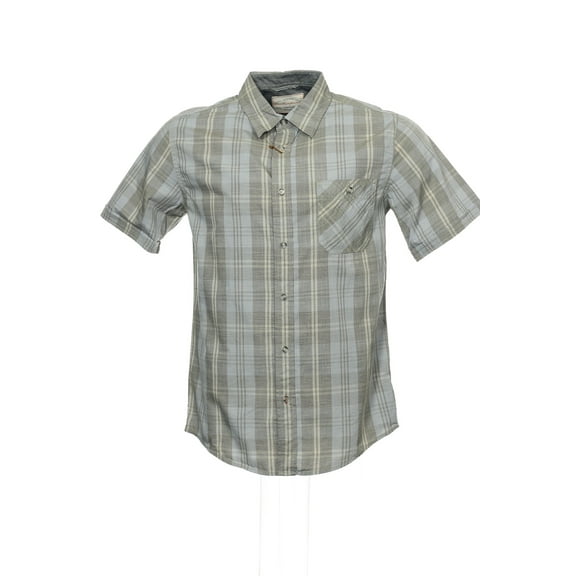 Men's Gray Plaid Button Down Shirt