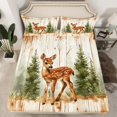 thumbnail image 2 of Manfei Cartoon Deer Full Size Sheets for Girls Boys, Watercolor Jungle Wildlife Bed Sheets, Green Pine Tree Sheet Sets, Luxury Bedroom Decor 4pcs, 2 of 7