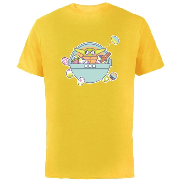 Star Wars The Mandalorian Grogu Easter Egg-Citement - Short Sleeve Cotton T-Shirt for Adults - Customized-Yellow
