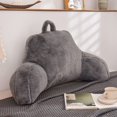 thumbnail image 2 of NTBED Reading Pillow Faux Fur Bed Wedge Large Bedrest Backrest with Arms Back Support Gray, 2 of 7