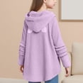 thumbnail image 6 of Cowsor Big Kids Solid Color Fleece Hooded Top with Pocket Cozy Long Sleeve Casual Pullover for 5-15 Years Old Fall Winter, 6 of 6