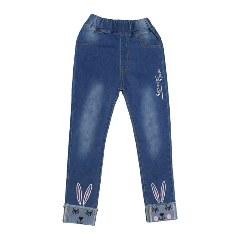 WIBACKER Little Big Girls Kids Distressed Ripped Teens Jeans Blue Rabbit Slim Denim Pants 3-4T WIBACKER Little Big Girls Kids Distressed Ripped Teens Jeans Blue Rabbit Slim Denim Pants 3-4T
