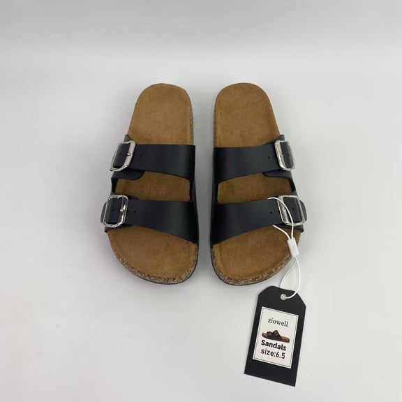 ziowell Sandals,Cork Footbed Mens Sandals, Adjustable Buckle Comfort Slides for Men, Genuine Leather Insole Summer Sandals Men Footwear - SIZE 6.5