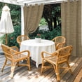 thumbnail image 2 of 2 Panels Outdoor Curtains for Patio Waterproof 54"x84" Vintage Brown Weatherproof Privacy Outsides Curtains, Farmhouse Retro Dark Solid Color Linen Texture Grommet Thermal Drapes for Cabana Porch, 2 of 8