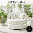 thumbnail image 3 of BRILHAMEZ Modern Oversized 360° Swivel Accent Chair, Lambswool Fabric Round Cuddle Chair Single Sofa Lounge Chair for Living Room, White, 3 of 7