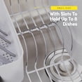 thumbnail image 3 of Dish Drying Rack & Cutlery Holder 2 Piece Set - Compact Sink-Fitting Dish Drainer with Rubberized Undercoating, Space-Saving Kitchen Organizer for Plates, Cups, Bowls & Utensils in Sink, White, 3 of 5