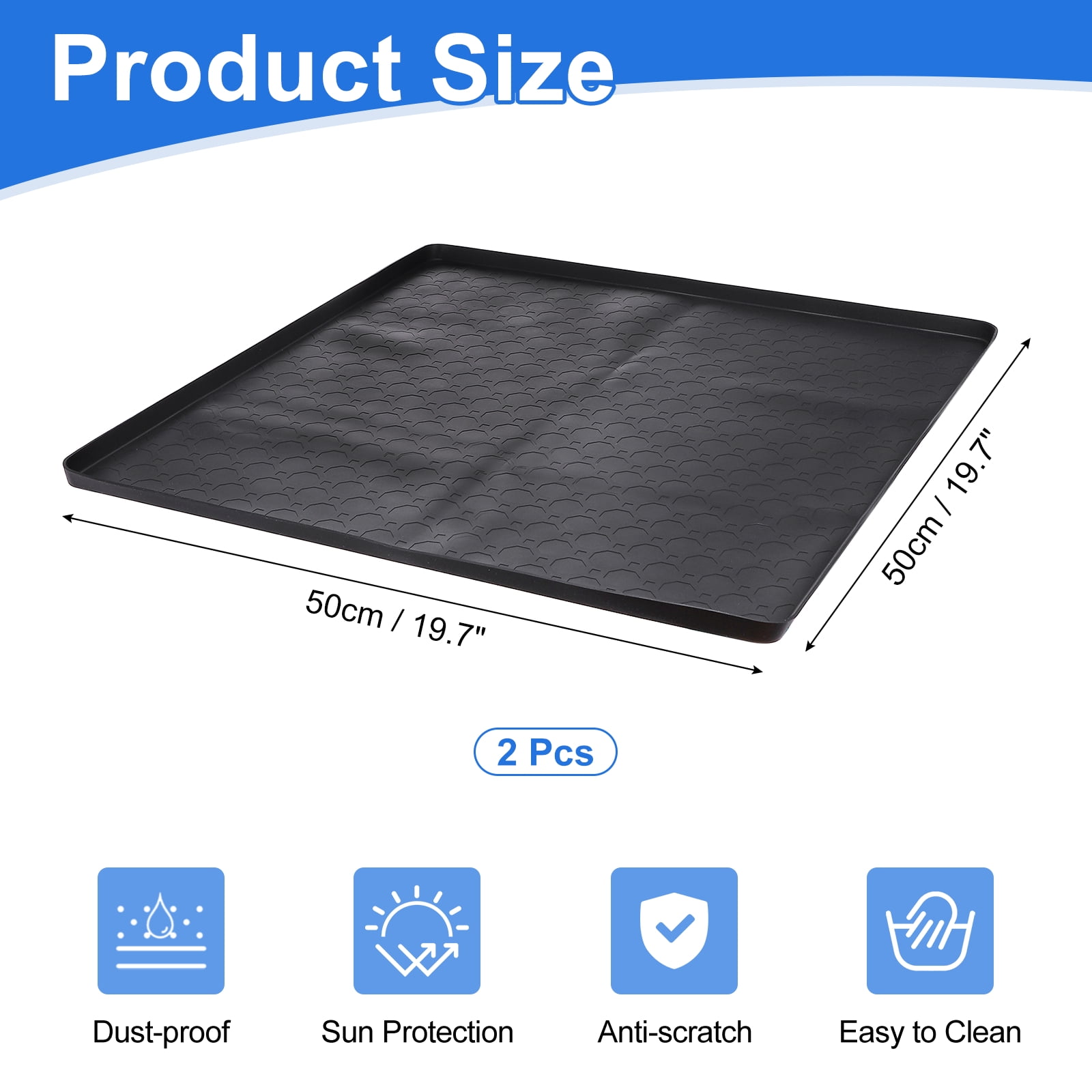 Uxcell 2Pcs Washer and Dryer Top Protector Mat (19.7" x 19.7") - Non-Slip Heat-Resistant Leak-Proof Washable, Silicone Washing Machine Top Cover Pad for Home/Kitchen/Laundry Room, Black