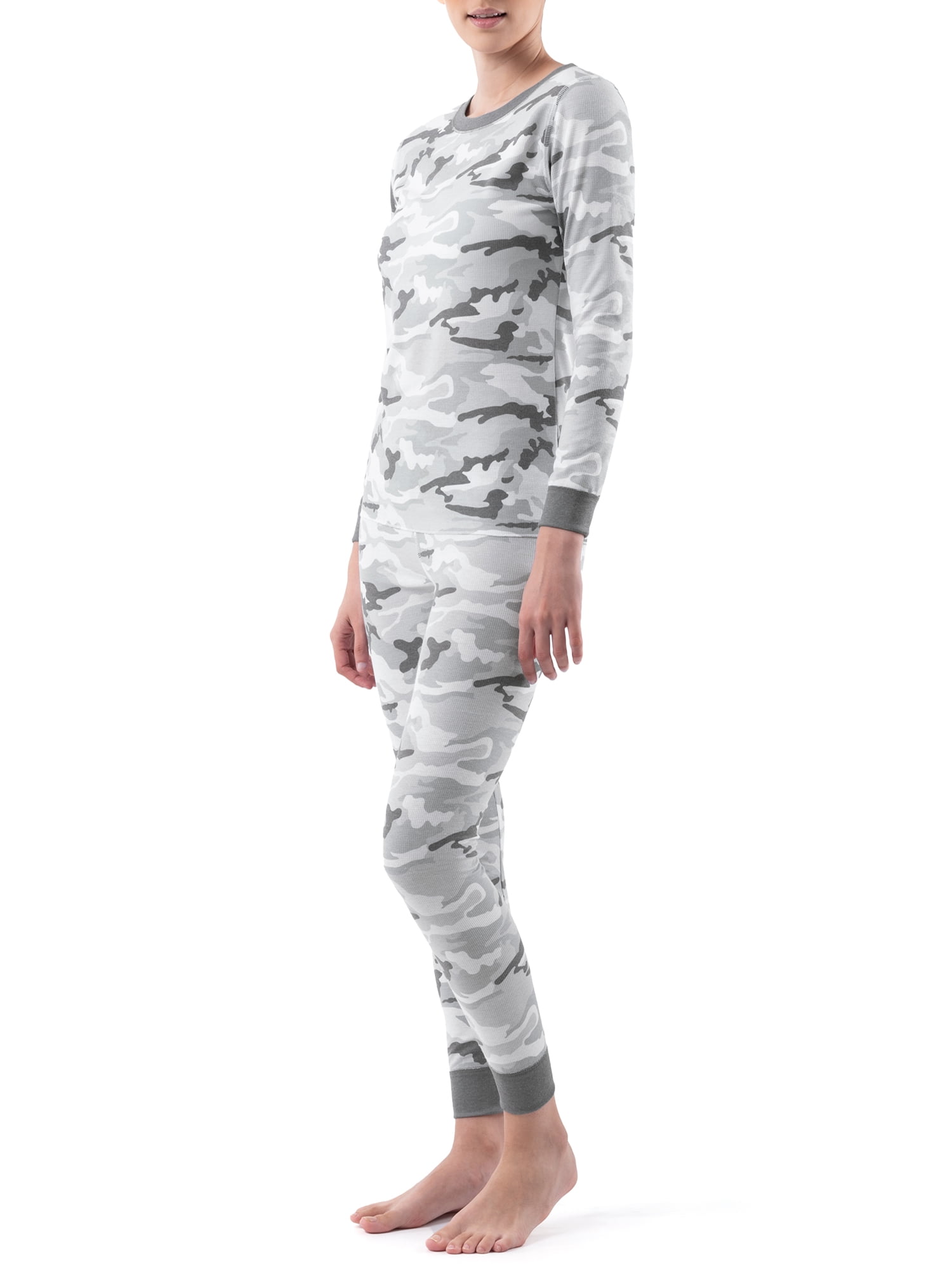 Fruit of the Loom Women's and Women's Plus Long Underwear 2-Piece Waffle Top and Bottom Thermal Set, Prints