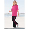 thumbnail image 4 of Woman Within Plus Size Tall Cotton French Terry Straight-Leg Pull-On Side-Stripe Pants, 4 of 4