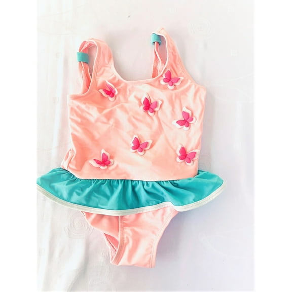 Floatimini Girl's 1 Piece Swimwear, Size 4, Peach/Pink/Aqua