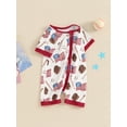 thumbnail image 3 of Bagilaanoe 4th of July Jumpsuit for Newborn Baby Girl Short Sleeve Print Romper 3M 6M 12M 18M Infant Independence Day Clothes, 3 of 7