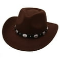 thumbnail image 4 of Classic Western Cowboy Hat Travel Cowgirl Fedoras Lady Country Hat for Women Outdoor Jazz Felt Hat Curved Brim Men Knight Hats (Beige 3XQiu,56-58cm), 4 of 6