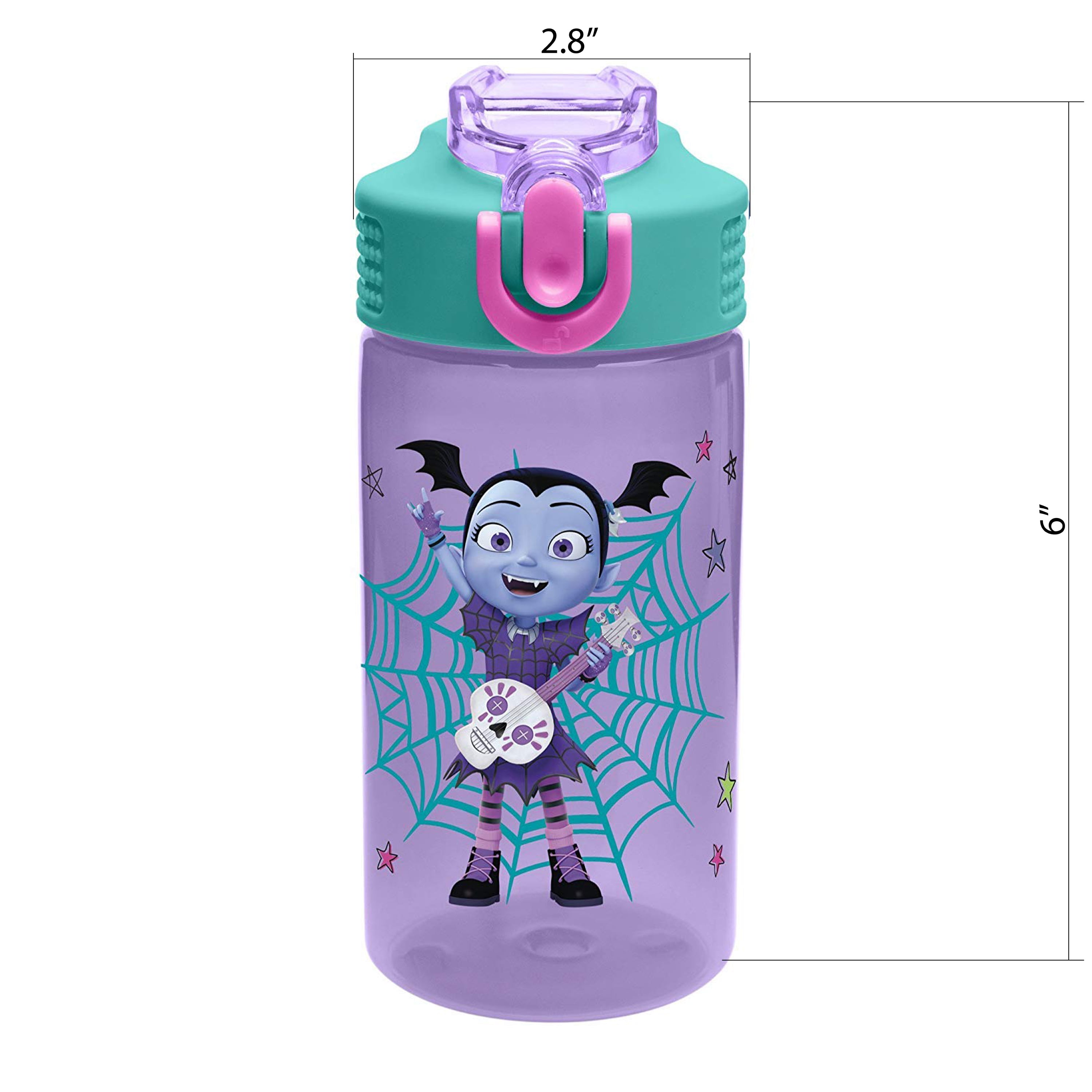deed het kever ik ben gelukkig Zak Designs 16 oz Purple and Green Vampirina Plastic Water Bottle with  Straw Lid - Walmart.com