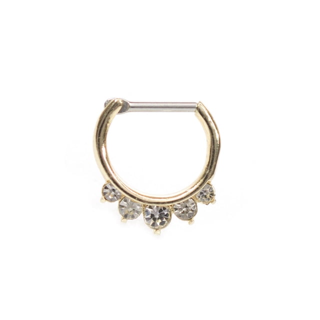 Septum Clicker Ring with Multiple Cz Gems 16g Cartilage Septum Tragus Rook