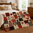 thumbnail image 6 of YShenghong Country Patchwork With Hearts Cottages And Mugs Printed Flannel Blanket, 6 of 7