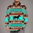 thumbnail image 4 of BiZtdJrK Fleece Aztec Jacket for Men Long Sleeve Zipper Western Jackets Winter Thickening Warm Coats Retro Ethnic Print Casual Jacket Back To School Prime Sales Sky Blue L, 4 of 5
