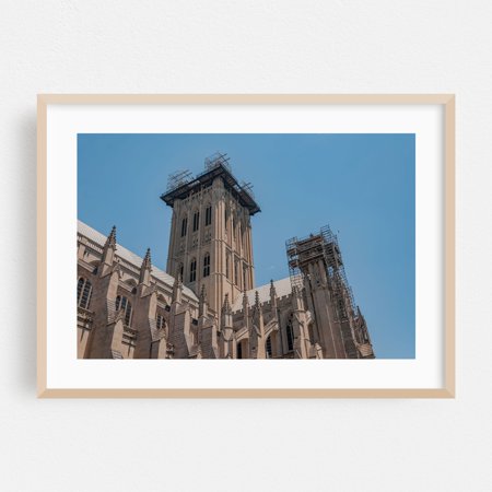 Repairs after the Earthquake, Washington National Cathedral - Washington District of Columbia Photography Cathedral Architecture Gothic Church Religious Art Oak Framed Wall Art Print 5 x 7 inches
