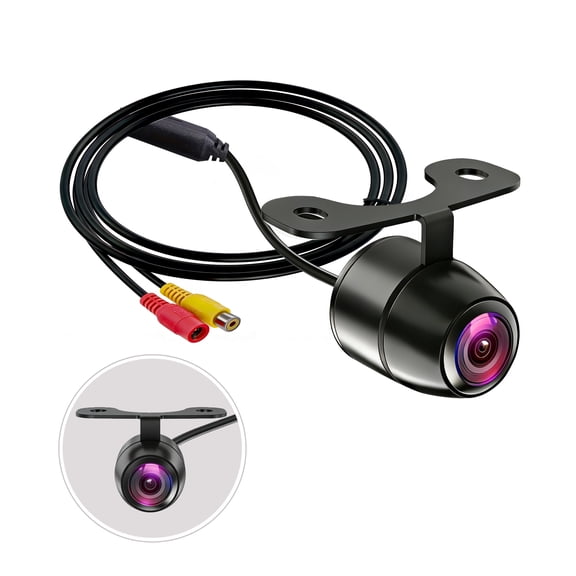 Backup Camera Flush Mount, Metal Housing 170 ° Wide View Angle Rear/Side/Front View Camera for Car, Clear Night Vision IP69 Waterproof Reverse Camera for Vehicle SUV RV Pickup, 18.5mm, 12V/24V, Black
