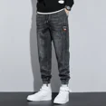 thumbnail image 2 of Pantalones vaqueros negros para hombre, talla grande, elásticos, de color azul claro, para hombre, pantalones de gran tamaño, estilo grunge, Y2k, estilo Harajuku, nuevos en mezclilla, 2 of 5