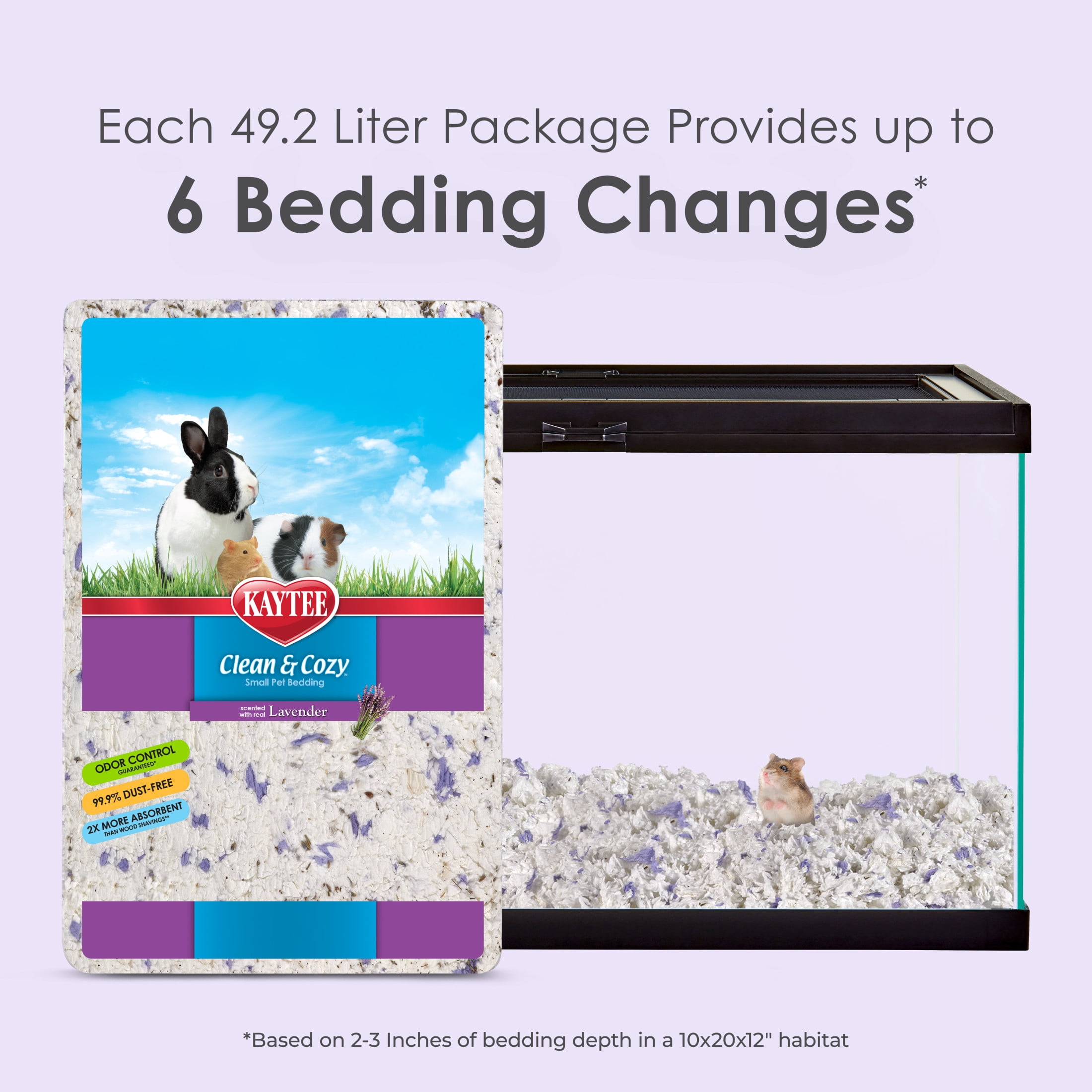 (2 pack) Kaytee Clean & Cozy Paper Bedding with Lavender 49.2 Liters