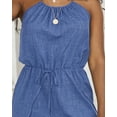thumbnail image 4 of ZOELNIC Women's Sleeveless Jumpsuit - Spaghetti Strap Casual Romper with Drawstring, Summer Vacation & Resort Outfit, S, 4 of 9