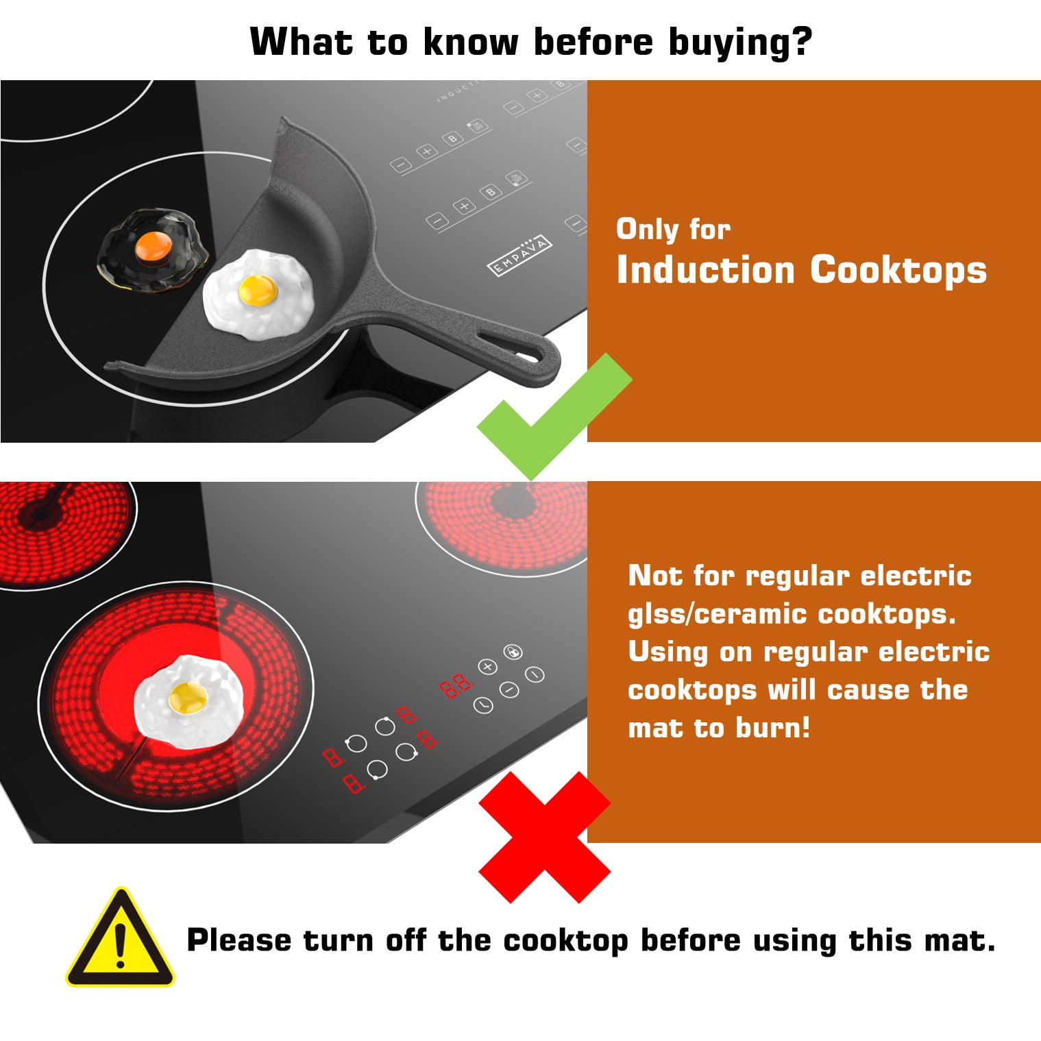 Empava 36x20 Inch Silicone Electric Range Protector Mat - Heat-Resistant Induction Cooktop Cover