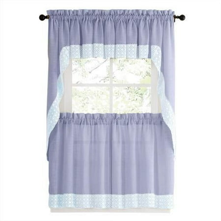 Bed Bath N More Blue Country Style Kitchen Curtains With White