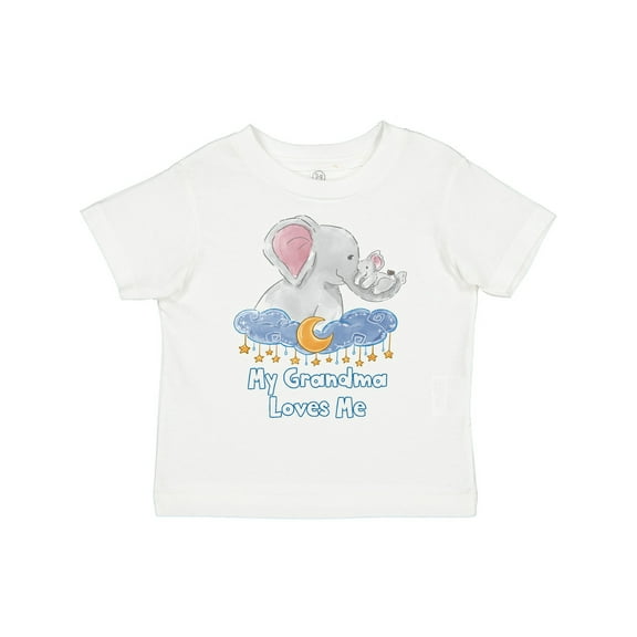 Inktastic My Grandma Loves Me Cute Elephants Clouds Moon and Stars Boys or Girls Toddler T-Shirt