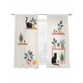 thumbnail image 7 of Japanese Sheer Curtains 63 Inch Length 2 Panels Set, Farmhouse Cartoon Cats Green Vegetation Plants Voile Window Treatment Rod Pocket Curtains Sheers Drapes for Bedroom/Living Room/Kitchen 52x"63"x2, 7 of 7